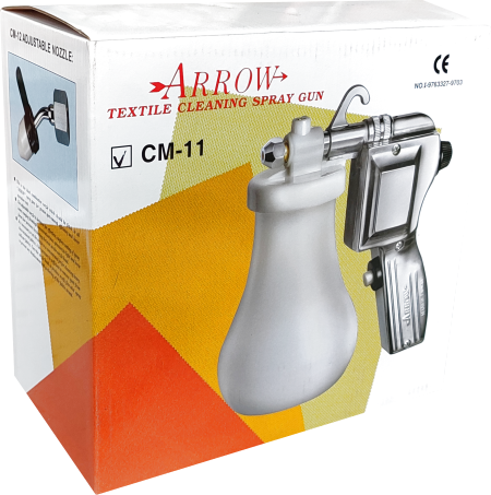Arrow CM-11 Textile Cleaning Spray Gun packaging box with adjustable nozzle feature