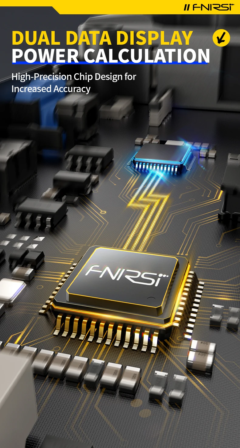 Close-up shot of the DMC-100's display showing a real-time power measurement in watts